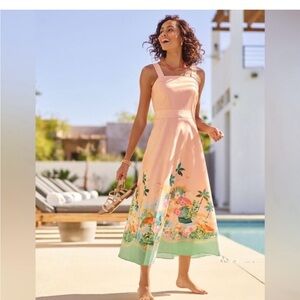 Talbots NWOT peach tropical floral sundress!